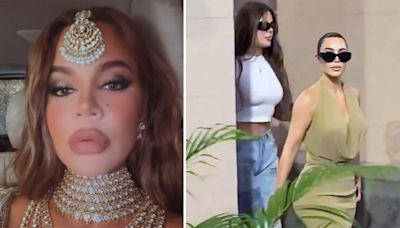 Kim and Khloé Kardashian Dazzle in India Before Attending $600 Million Wedding: Photos