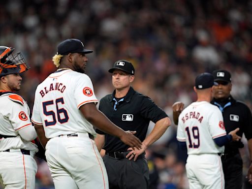 Astros starter Ronel Blanco ejected in the fourth inning after a foreign substance check