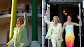 First Lady Jill Biden Dons Mint Green Power Suit With Daughter Ashley in Revolve Rainbow Dress for White House Pride...