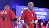 Biden jokes about his past falls in speech to auto union