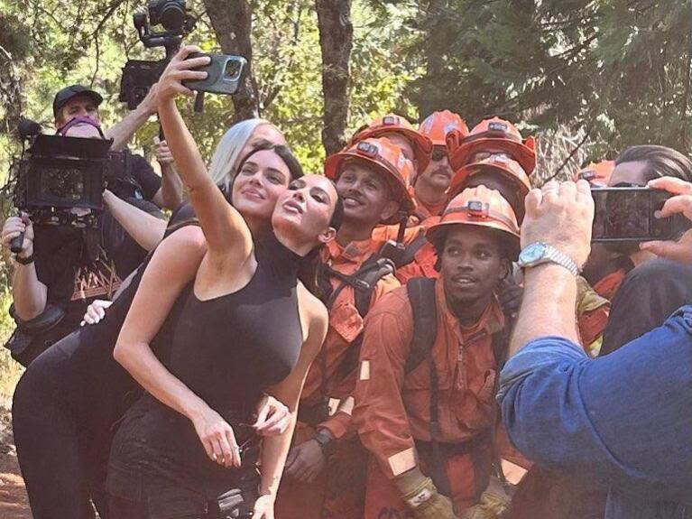 Kim Kardashian, Kendall Jenner visit inmate firefighting crews in Northern California