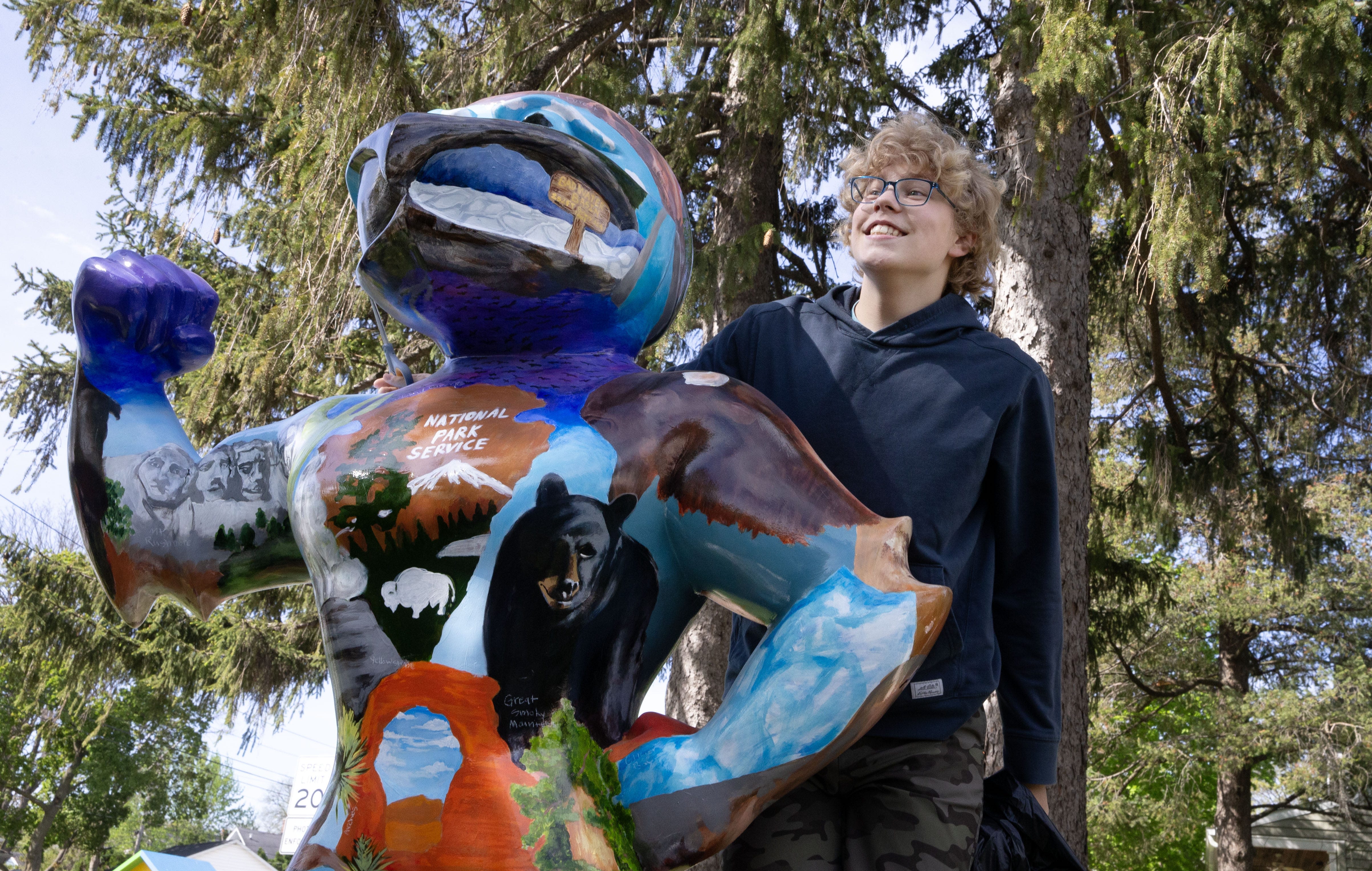 Powered by passion of art, 13-year-old designs National Park-themed Herky on Parade statue