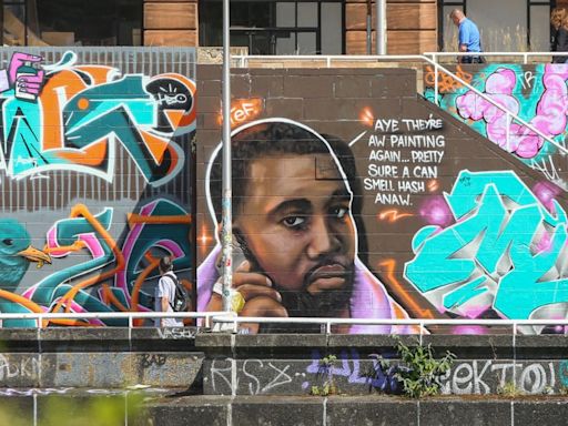 Kanye West mural appears near River Clyde after legal graffitti scheme begins