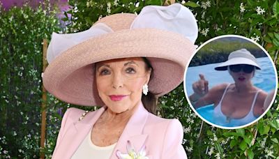 Joan Collins Stuns While Dancing in White Swimsuit in New Video at Age 91: ‘Happy’