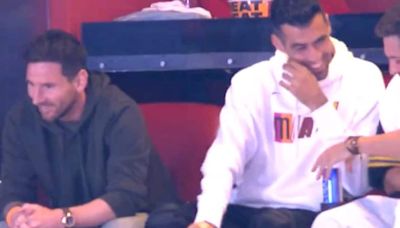 Watch: Lionel Messi, Jordi Alba and teammates watch Miami Heat NBA game