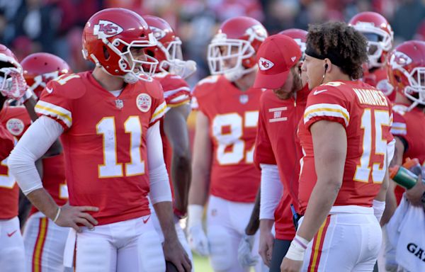 Chiefs OC Matt Nagy reacts to Alex Smith's visit to training camp on Tuesday