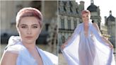 Florence Pugh makes return to Paris Fashion Week in transparent dress following last year’s uproar