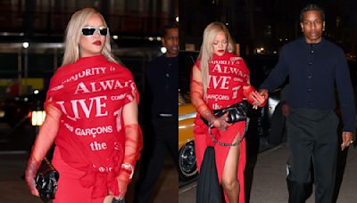 Rihanna Gets Graphic in Red Comme des Garçons Dress With A$AP Rocky for Mother’s Day Celebration