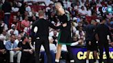 Celtics star leaves NBA playoff game with leg injury