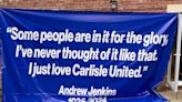 Revealed: fans' giant flag tribute to Andrew Jenkins at Carlisle United