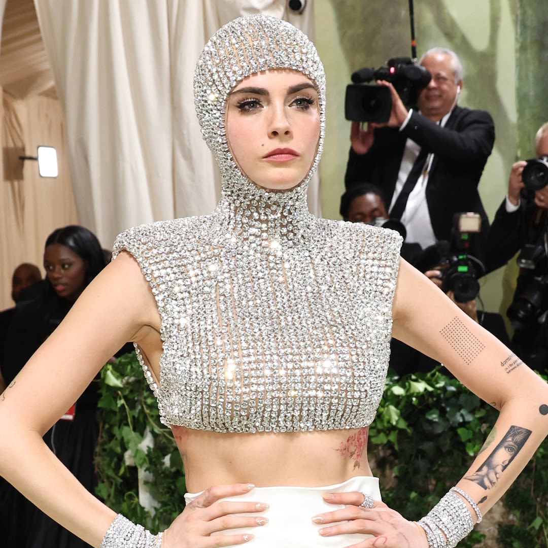 Cara Delevingne Is Covered in Diamonds With Hooded 2024 Met Gala Outfit - E! Online