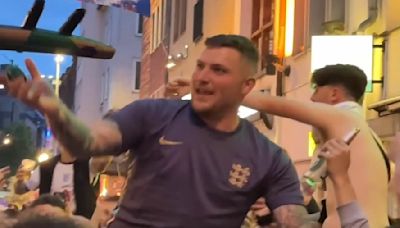 New footage shows England fan 'leading' chorus of '10 German Bombers'