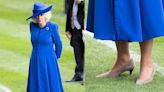 Queen Camilla Pairs Beige Suede Heels With Royal Blue for Royal Ascot 2024