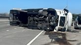 Overturned big rig on I-580 in Pleasanton blocks lanes