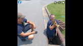 Crying from storm drain leads firefighters to trapped baby deer. See photos of rescue