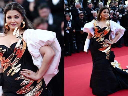 Aishwarya Rai Bachchan walks the 2024 Cannes Film Festival red carpet with a cast on her injured arm