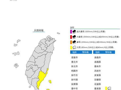 快訊／雨彈開炸！大雷雨強襲「1縣市」 狂轟超過1小時