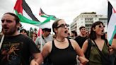 Greeks demand pay rises, condemn Gaza war in May Day protest