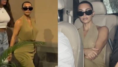 Kardashian sisters’ Mumbai airport looks: Kim wears a nude bodycon maxi dress and Khloe picks classic blue jeans