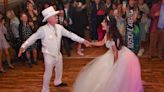 Happy Mondays’ Bez is picture of happiness as he marries Firouzeh Razavi in ‘pimp hat’