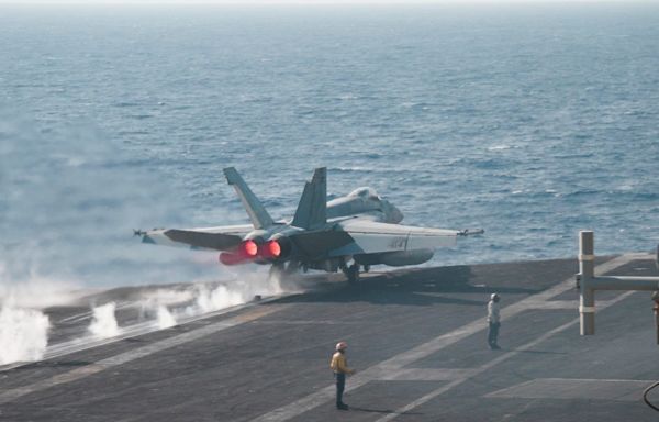 A US Navy carrier strike group locked in a Red Sea battle has fired over 500 munitions fighting the Houthis