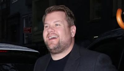 James Corden appears in good spirits as he arrives with glamorous wife Julia Carey at the pre-Met Gala dinner in NYC after confirming Gavin And Stacey return