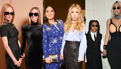 ...Ruling Fashion Week Front Rows Through the Years: From Queen Elizabeth and Princess Margaret to Salma Hayek and Valentina Pinault...