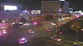 Las Vegas police officer hospitalized after 3-car crash closes intersection near Strip