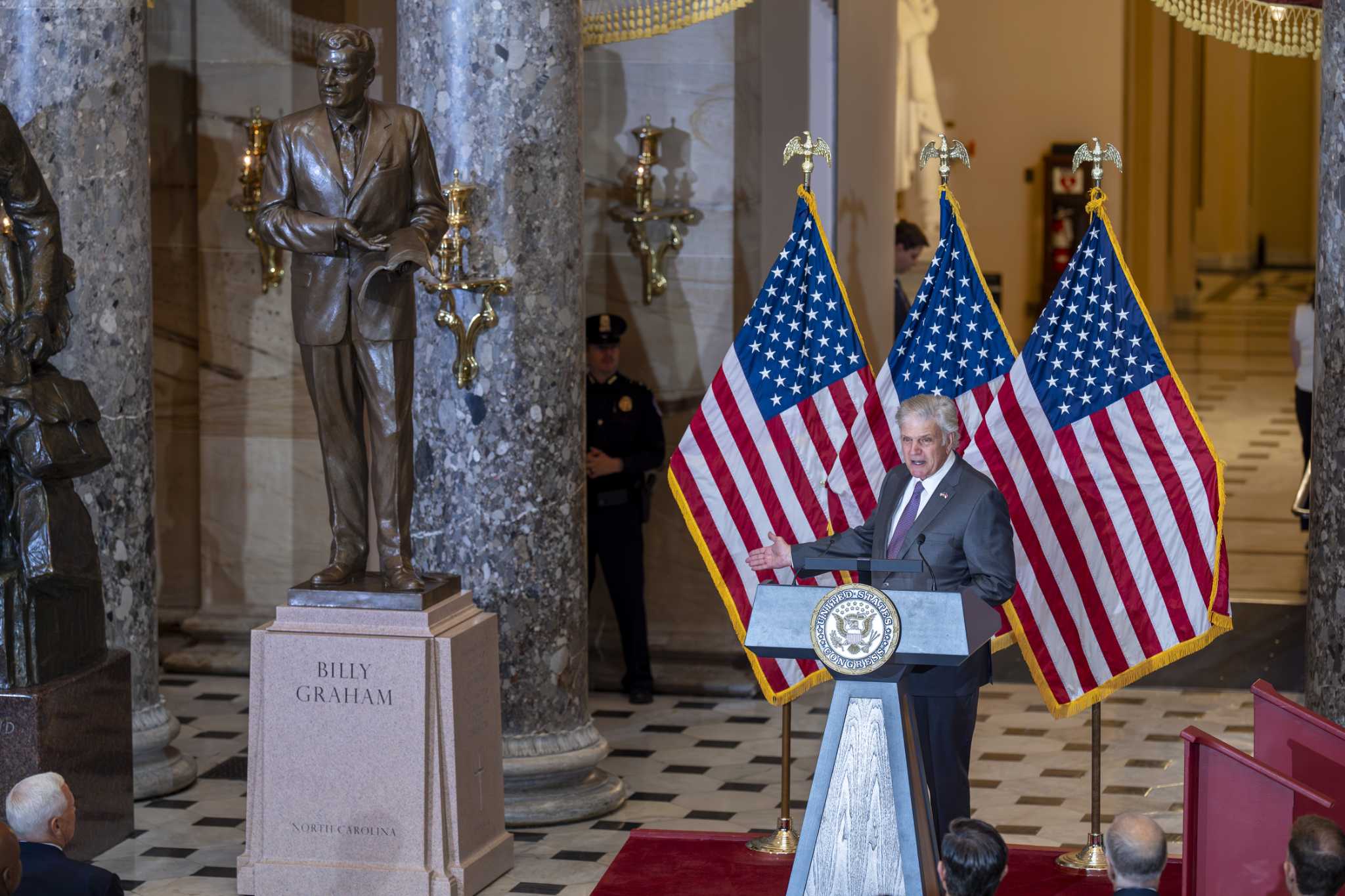 The late Rev. Billy Graham is immortalized in a statue unveiled at the US Capitol