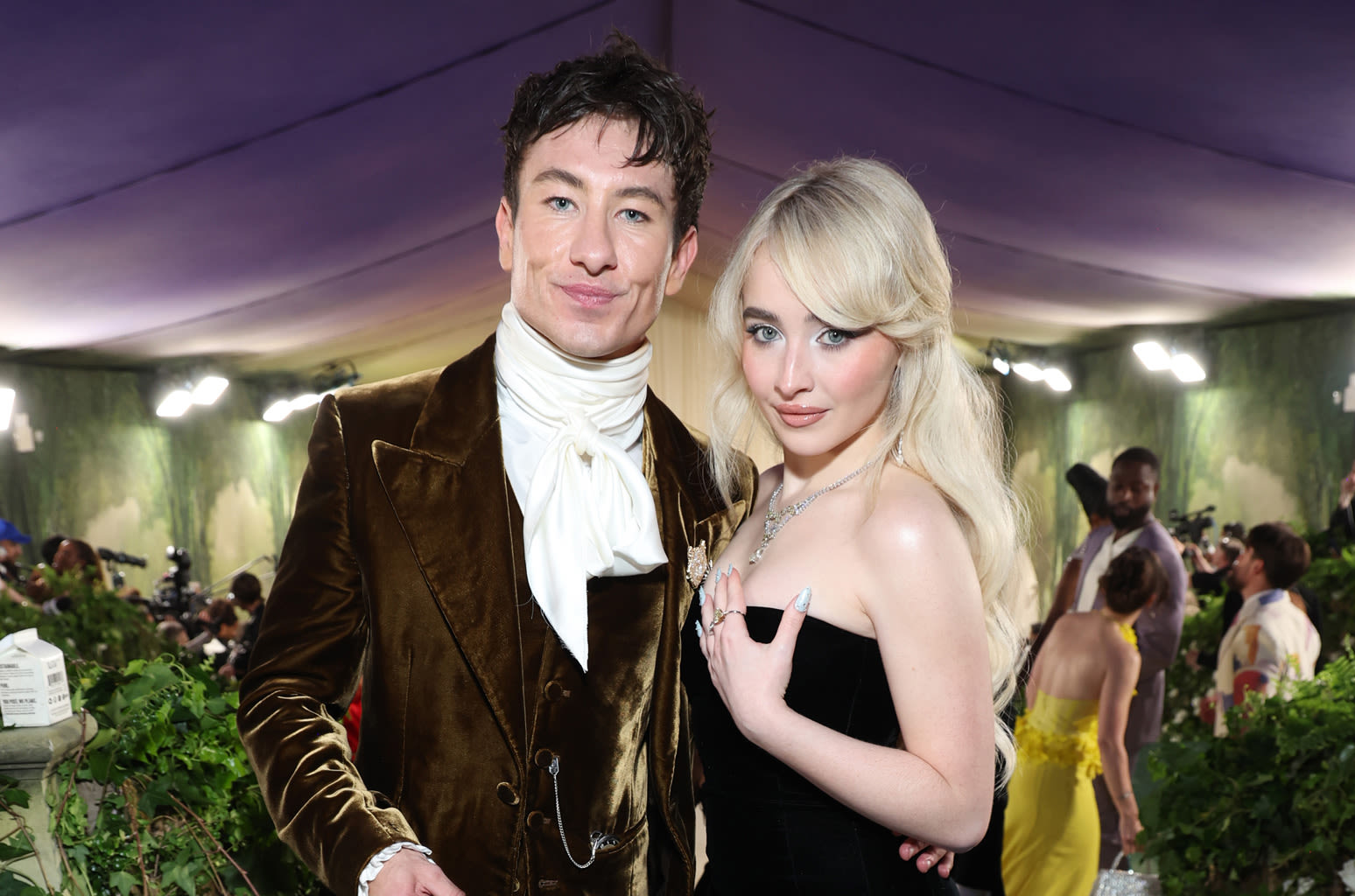 Sabrina Carpenter Gets Kiss on Cheek From Barry Keoghan While Getting Ready for Met Gala