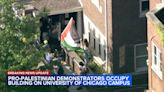 UChicago Institute of Politics surrounded by pro-Palestinian protesters