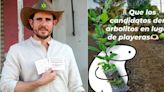 Él es Carlos Tafolla, candidato que cambió los carteles por semillas para sembrar arbolitos