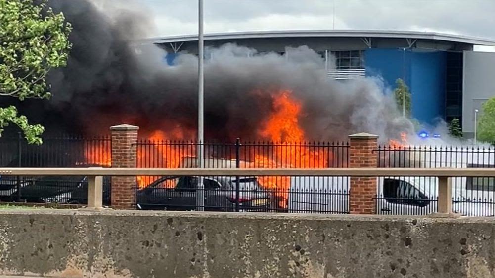 Roads reopen after fire involving 'multiple' cars