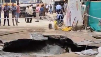 Bengaluru: Part Of Road Caves In Near Underconstruction Metro Site Amid Heavy Rainfall - News18