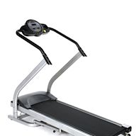 A machine used for running or walking in place, typically with a continuous moving belt operated by an electric motor. Popular for cardio workouts and improving endurance. May have features such as adjustable incline, speed, and pre-programmed workouts.