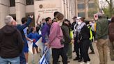 People supporting Israel counter-protest pro-Palestinian encampment at Northwestern University