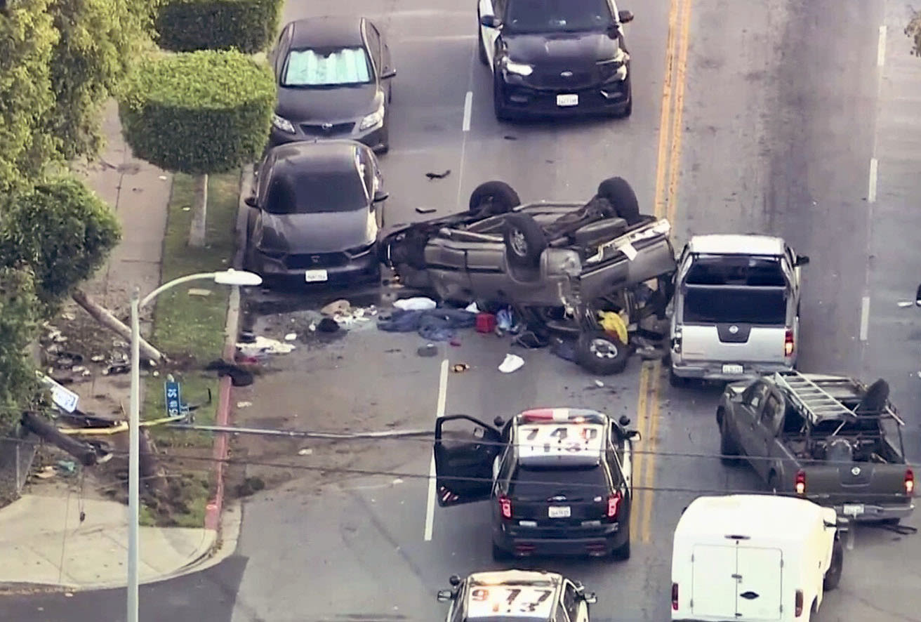 3 L.A. police chases in less than 24 hours result in multiple injuries, one death