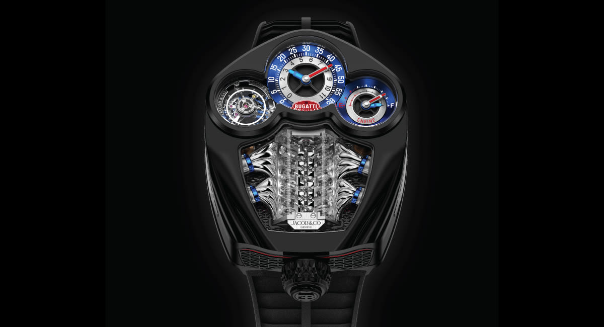 Jacob & Co.’s New Bugatti Tourbillon Watch Has a Functioning V-16 Engine