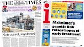 Newspaper headlines: 'No truce yet' in Gaza and Alzheimer's treatment hope