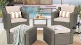 This 5-Piece Outdoor Lounge Chair and Ottoman Set Is on Sale for Under $200