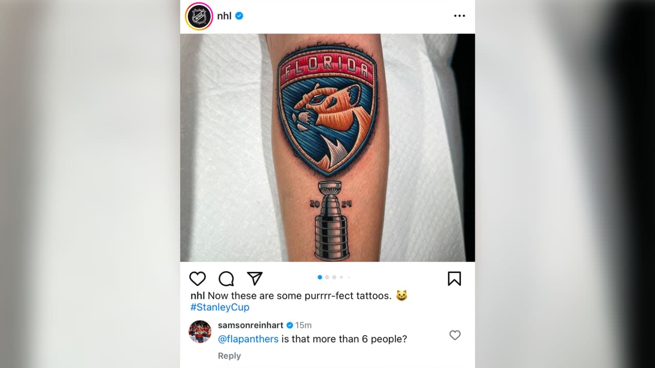 Reinhart chirps Panthers haters with Instagram comment on Cup tattoos | NHL.com