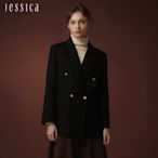 JESSICA - 經典斜紋百搭雙口袋西裝外套J35018（黑）