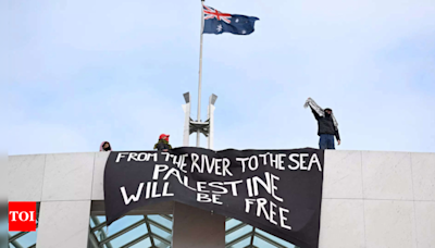 Pro-Palestine supporters climb roof of Australia’s Parliament House - Times of India