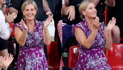 Sophie, Duchess of Edinburgh Pops in Purple Erdem Floral Dress While Celebrating Great Britain’s Women’s Team Sprint...