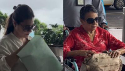 Kajol Jets Off From Mumbai After Her 50th Birthday, Mom Tanuja Accompanies Her In A Wheelchair | Watch - News18