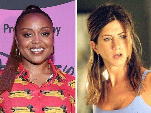 Quinta Brunson tells Jennifer Aniston that 'Bruce Almighty' was her "depression movie": "I watched on repeat while I smoked out of my bong”