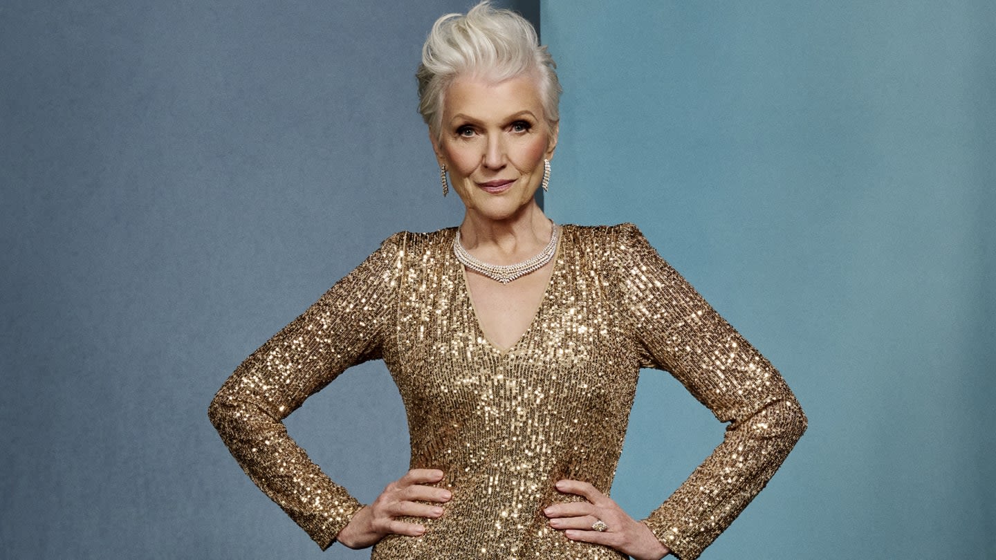 SI Swimsuit Legend Maye Musk Shines in Gold Sequined Gown