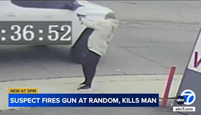 Surveillance video shows man randomly shooting at passing cars in California