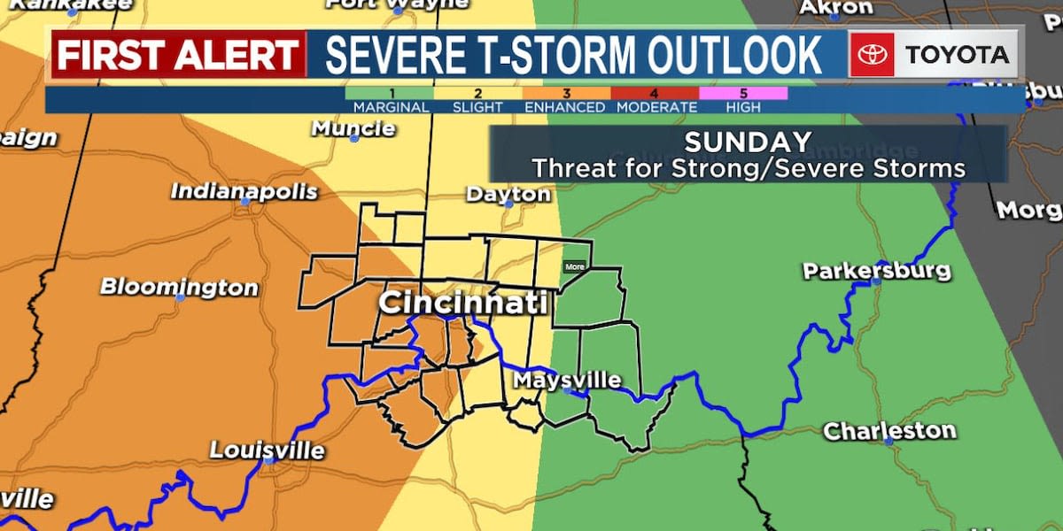 First Alert Weather Day: Strong to severe storms possible Sunday
