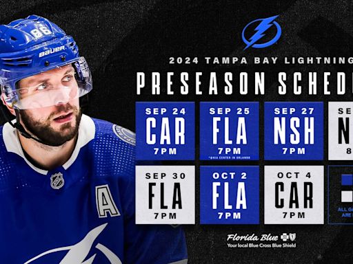 Lightning announce 2024 preseason schedule, presented by Florida Blue | Tampa Bay Lightning